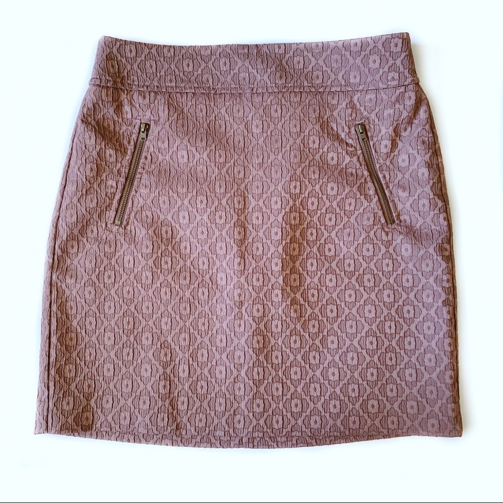 LOFT Mauve Embroidered Lace Skirt Size 4